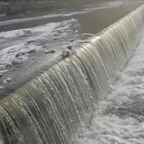 Shield Type River Dam,Huozhou,China Working Well In An Extreme Colde Winter